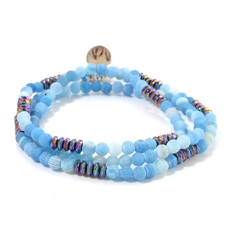Blue Onyx and Hematite Beaded Strand 220.00 ctw