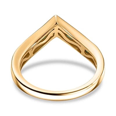 Kagem Zambian Emerald 0.53 ctw Band Ring in Vermeil Yellow Gold Over Sterling Silver (Size 9)