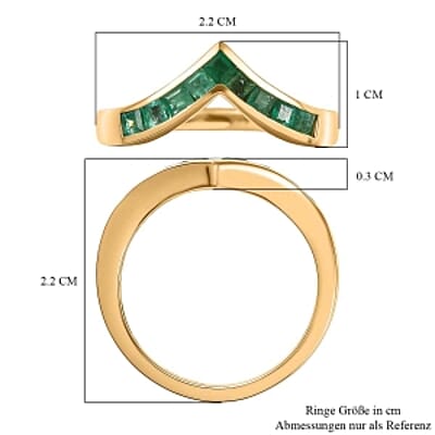 Kagem Zambian Emerald 0.53 ctw Band Ring in Vermeil Yellow Gold Over Sterling Silver (Size 9)