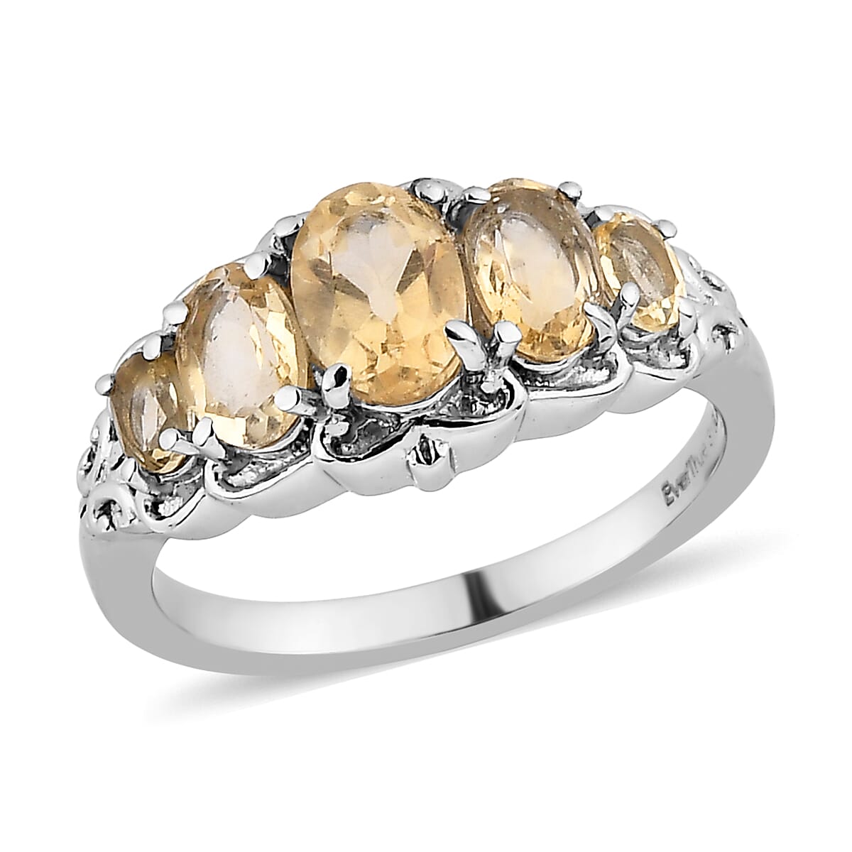 EverTrue Brazilian Citrine 1.85 ctw 5 Stone Ring in Stainless Steel (Size 10.0)  image number 0