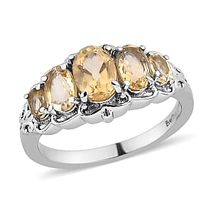 EverTrue Brazilian Citrine 1.85 ctw 5 Stone Ring in Stainless Steel (Size 10.0) 