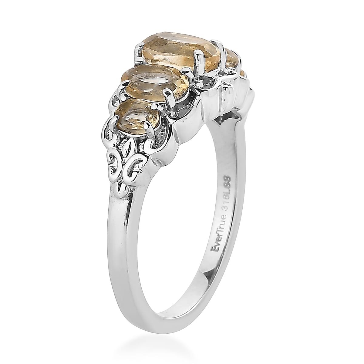 EverTrue Brazilian Citrine 1.85 ctw 5 Stone Ring in Stainless Steel (Size 10.0)  image number 3