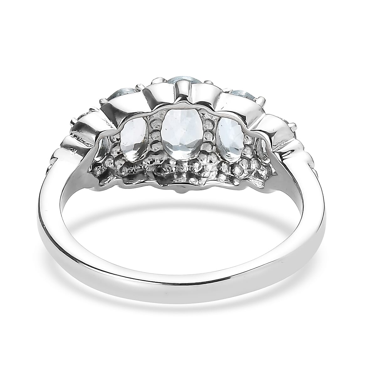 EverTrue Sky Blue Topaz 2.75 ctw 5 Stone Ring in Stainless Steel (Size 7.0)  image number 4