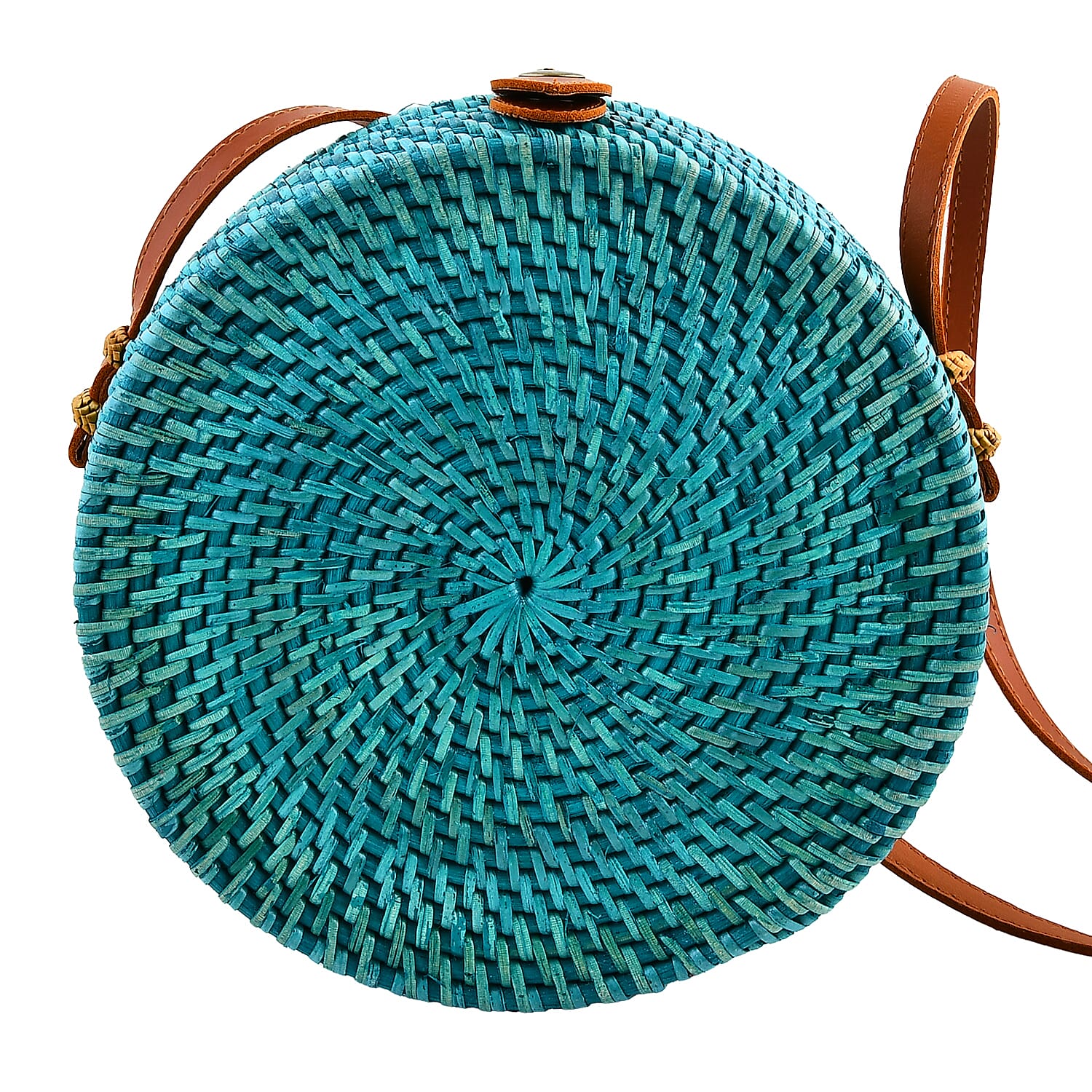 Tamsy Handmade Green Tosca Round Crossbody Bag with Shell