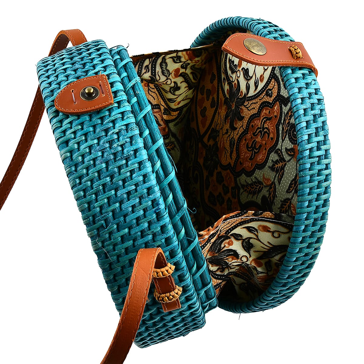 Tamsy Handmade Green Tosca Round Crossbody Bag with Shell image number 5