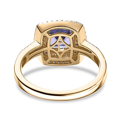Premium Tanzanite and Luxuriant Lab Grown Diamond G-H SI 2.05 ctw Regal Radiance Ring in 10K Yellow Gold (Size 5.5)