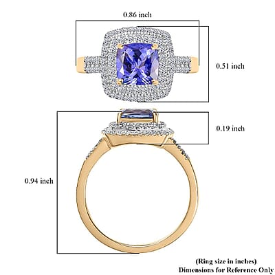 Premium Tanzanite and Luxuriant Lab Grown Diamond G-H SI 2.05 ctw Regal Radiance Ring in 10K Yellow Gold (Size 5.5)