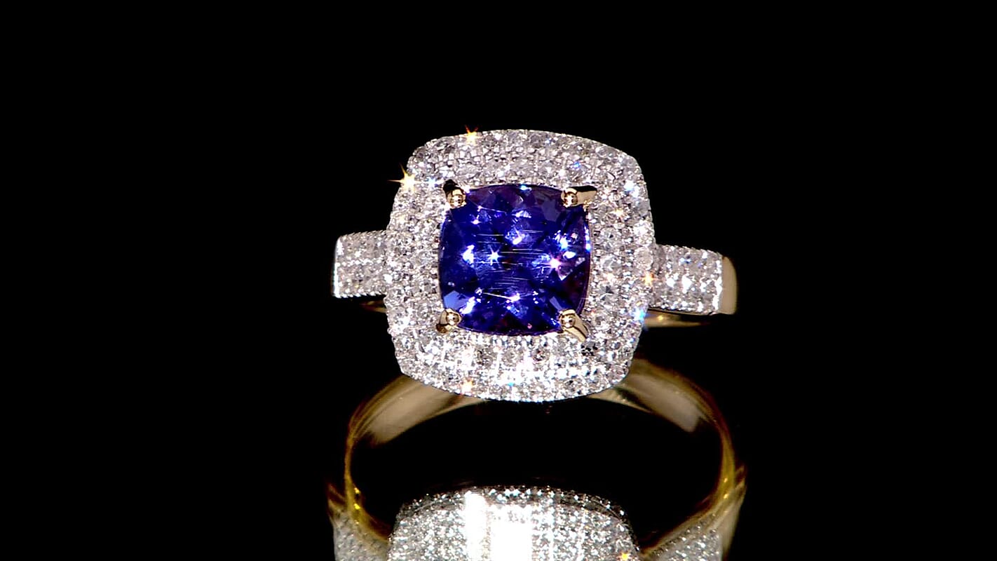 10K Yellow Gold Premium Tanzanite, Luxuriant Lab Grown Diamond (G-H, SI) Ring (Size 10.0) 2.05 ctw