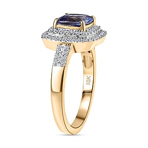 Premium Tanzanite and Luxuriant Lab Grown Diamond G-H SI 2.05 ctw Regal Radiance Ring in 10K Yellow Gold (Size 6.0)