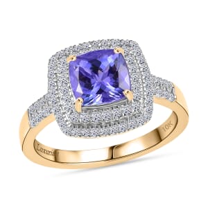 Premium Tanzanite and Luxuriant Lab Grown Diamond G-H SI 2.05 ctw Ring in 10K Yellow Gold (Size 7.0)