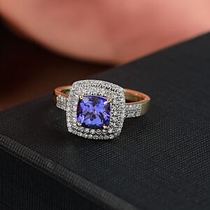 Premium Tanzanite and Luxuriant Lab Grown Diamond G-H SI 2.05 ctw Regal Radiance Ring in 10K Yellow Gold (Size 7.0)