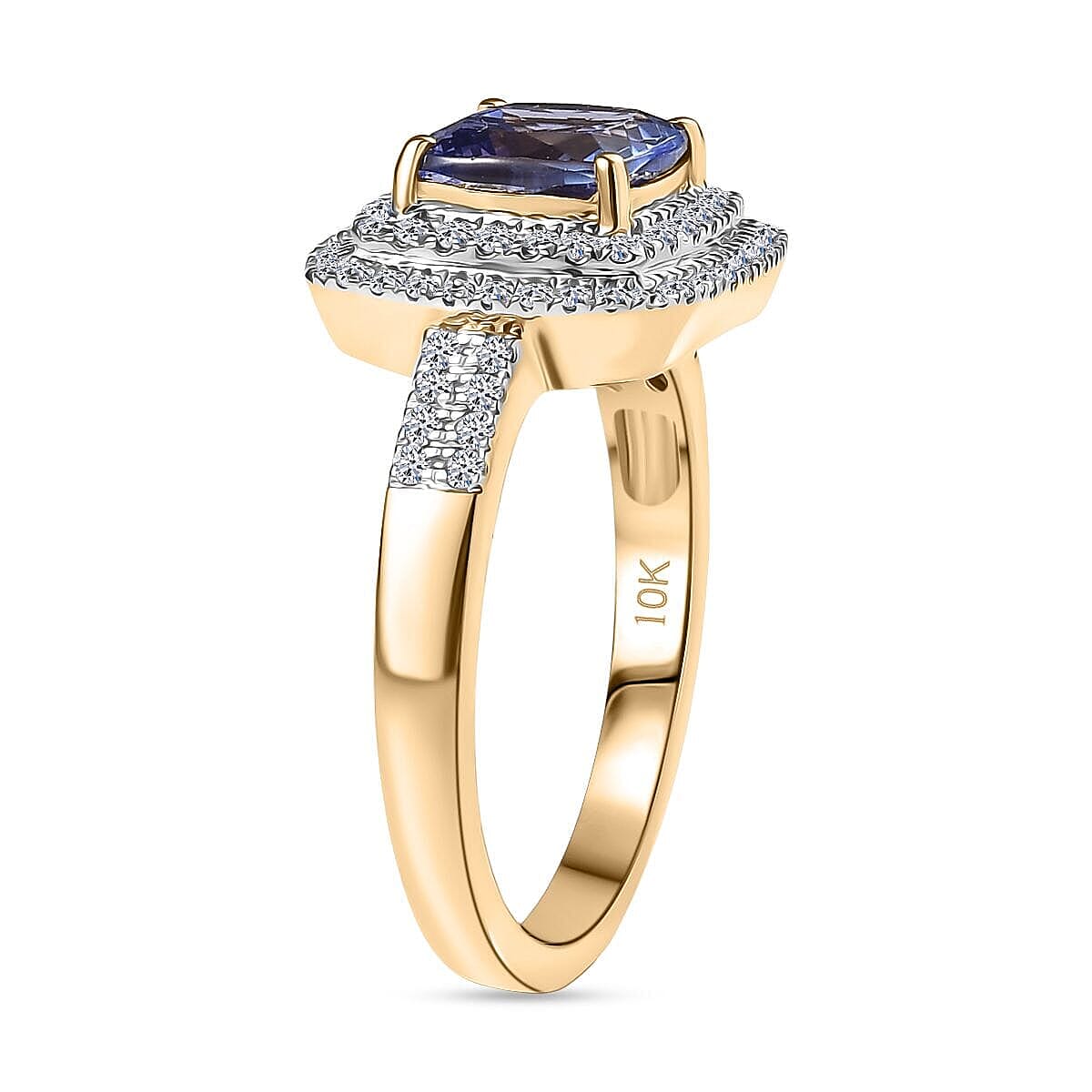 Premium Tanzanite and Luxuriant Lab Grown Diamond G-H SI 2.05 ctw Regal Radiance Ring in 10K Yellow Gold (Size 7.5) image number 3