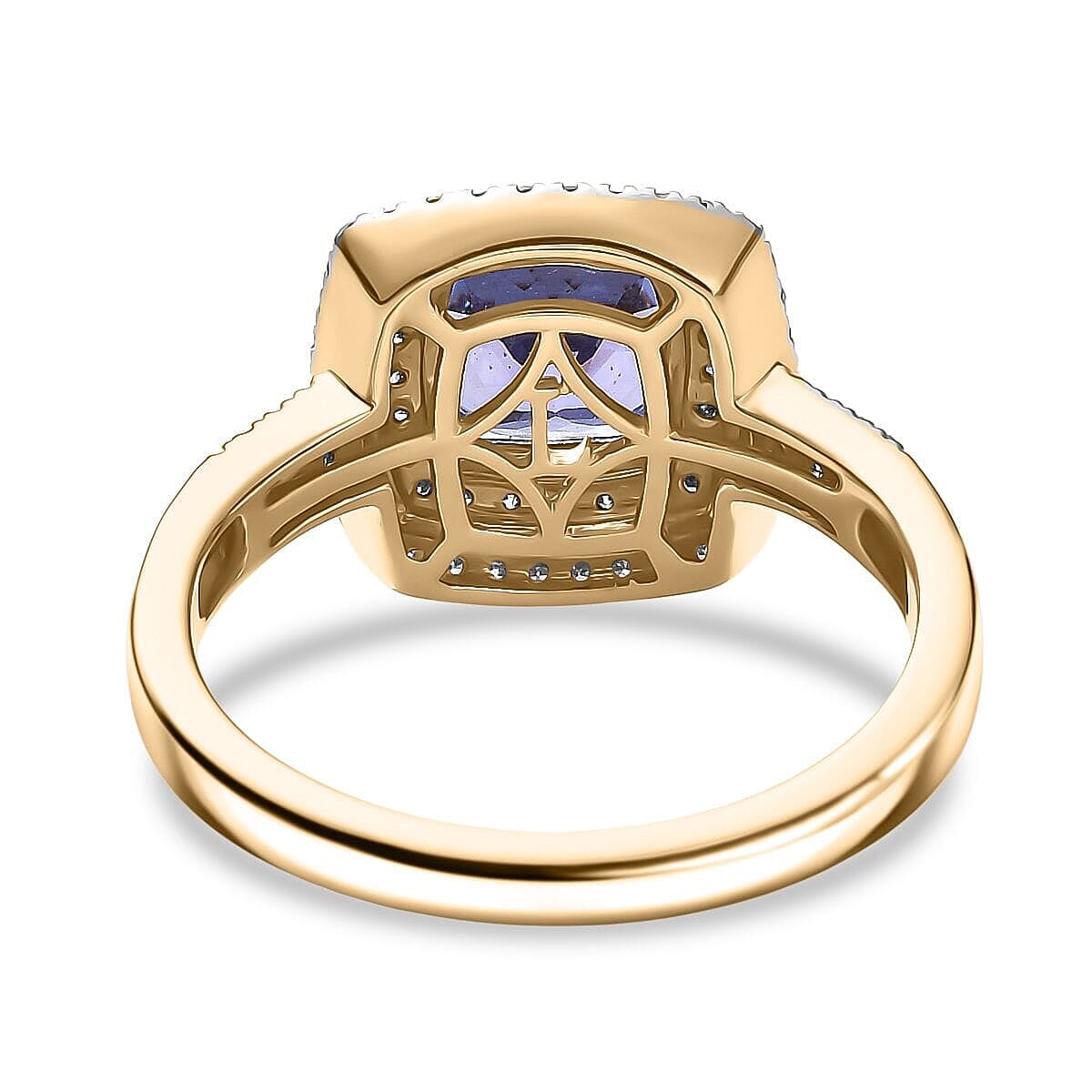Premium Tanzanite and Luxuriant Lab Grown Diamond G-H SI 2.05 ctw Regal Radiance Ring in 10K Yellow Gold (Size 7.5) image number 4