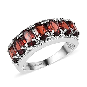 EverTrue Mozambique Garnet 3.50 ctw Ring in Stainless Steel (Size 10.0)