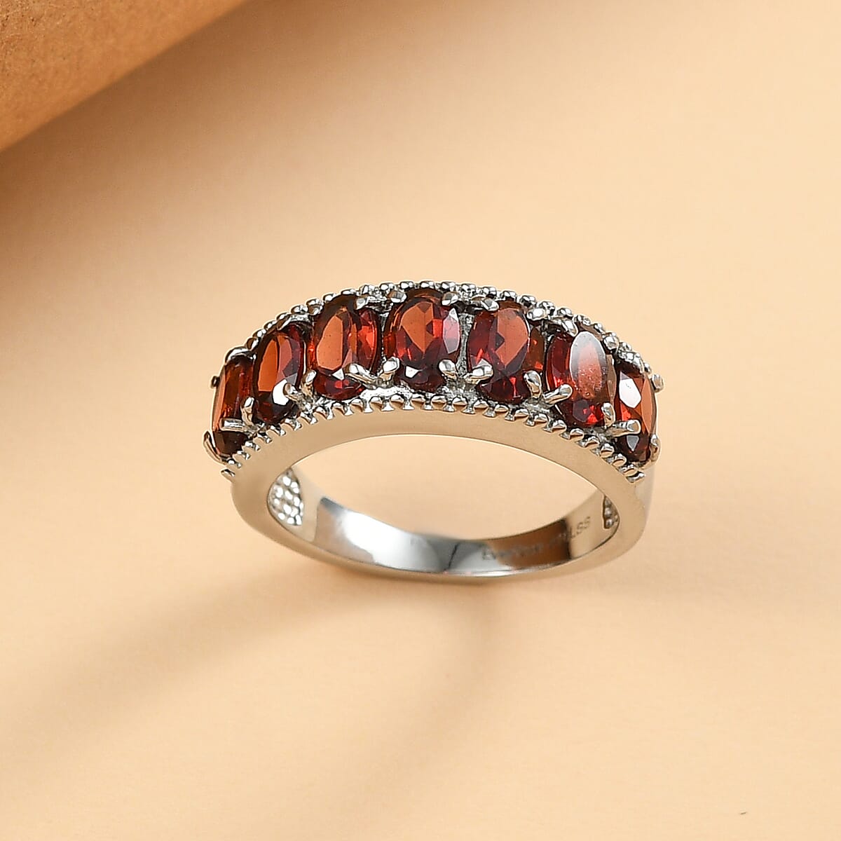 EverTrue Mozambique Garnet 3.50 ctw Ring in Stainless Steel (Size 10.0) image number 1