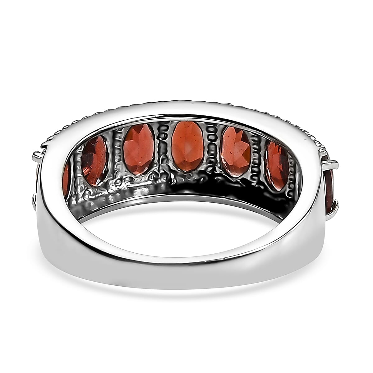 EverTrue Mozambique Garnet 3.50 ctw Ring in Stainless Steel (Size 10.0)