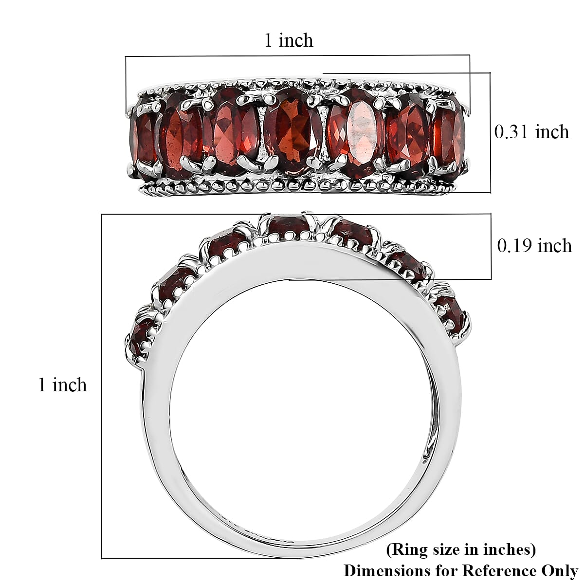 EverTrue Mozambique Garnet 3.50 ctw Ring in Stainless Steel (Size 10.0)