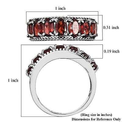 EverTrue Mozambique Garnet 3.50 ctw Ring in Stainless Steel (Size 10.0)