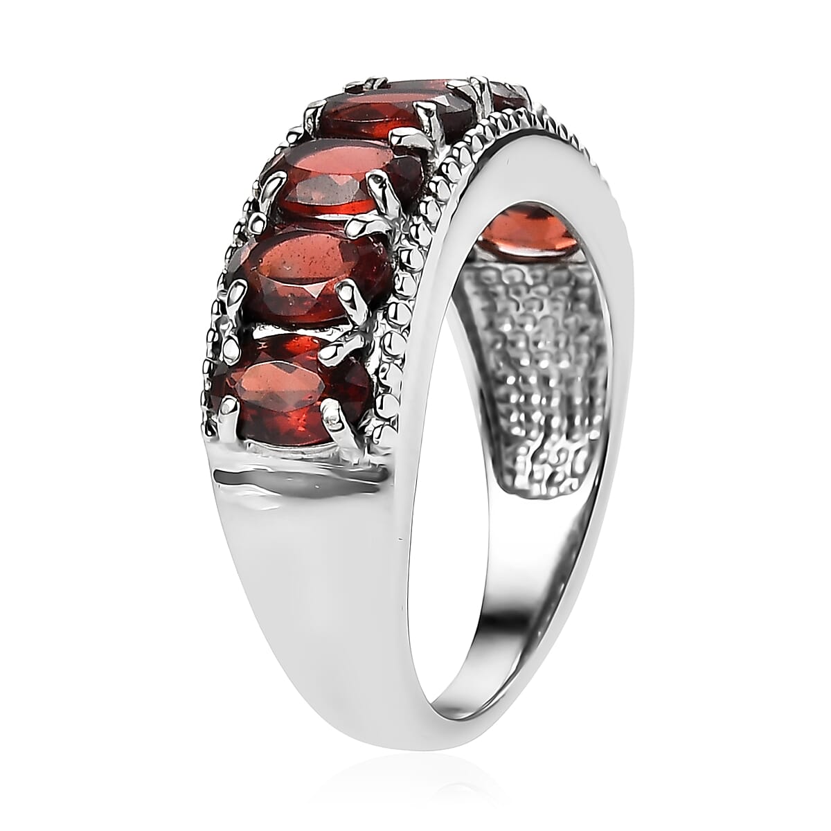 EverTrue Mozambique Garnet 3.50 ctw Ring in Stainless Steel (Size 7.0) image number 3