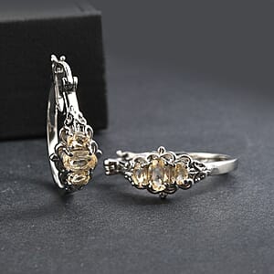 EverTrue Brazilian Citrine 1.40 ctw Hoop Earrings in Stainless Steel 