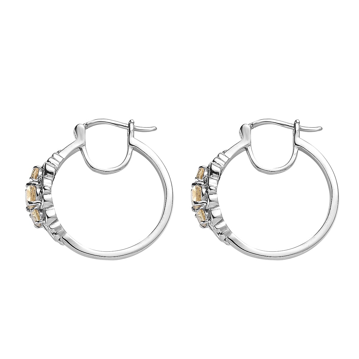 EverTrue Brazilian Citrine 1.40 ctw Hoop Earrings in Stainless Steel  image number 3