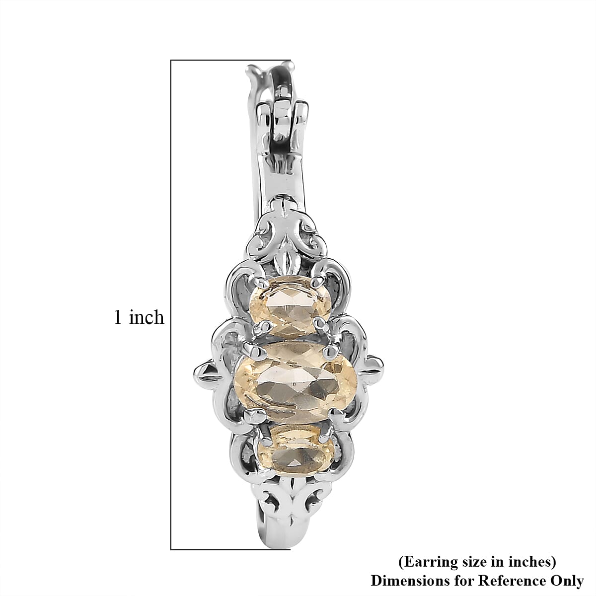 EverTrue Brazilian Citrine 1.40 ctw Hoop Earrings in Stainless Steel  image number 4