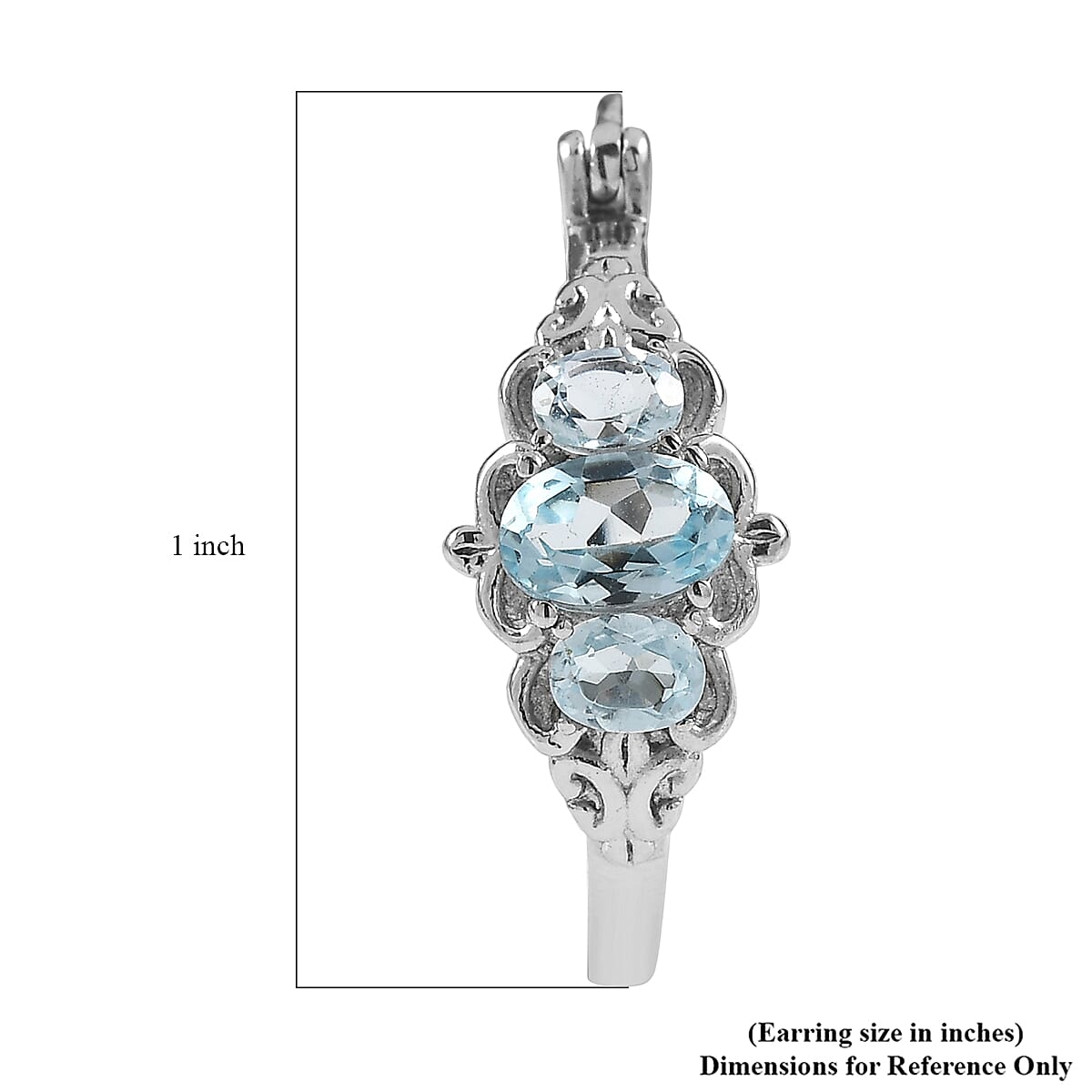 EverTrue Sky Blue Topaz 2.30 ctw Hoop Earrings in Stainless Steel  image number 4