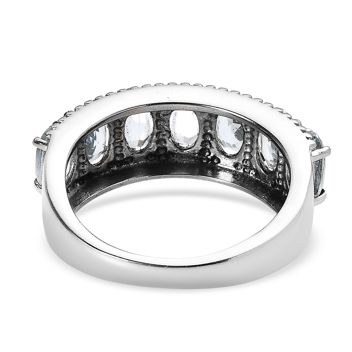 EverTrue Sky Blue Topaz 4.15 ctw 7 Stone Ring in Stainless Steel (Size 6.0) image number 4