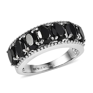 EverTrue Thai Black Spinel 4.35 ctw 7 Stone Ring in Stainless Steel (Size 10.0)