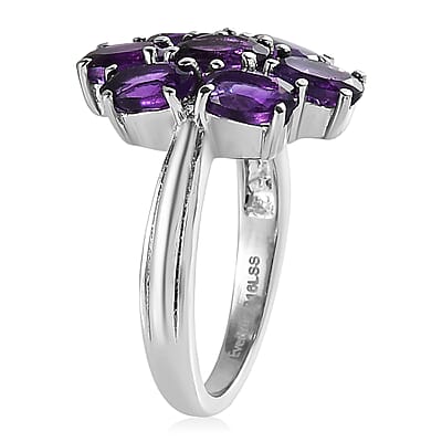 EverTrue African Amethyst 2.50 ctw Ring in Stainless Steel (Size 10.0) 
