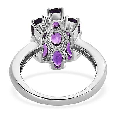 EverTrue African Amethyst 2.50 ctw Ring in Stainless Steel (Size 10.0) 