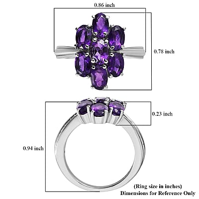 EverTrue African Amethyst 2.50 ctw Ring in Stainless Steel (Size 10.0) 