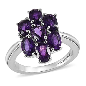 EverTrue African Amethyst 3.20 ctw Ring in Stainless Steel (Size 9.0) 