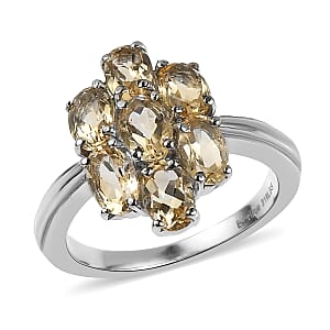 EverTrue Brazilian Citrine 3.35 ctw Ring in Stainless Steel (Size 6.0) 