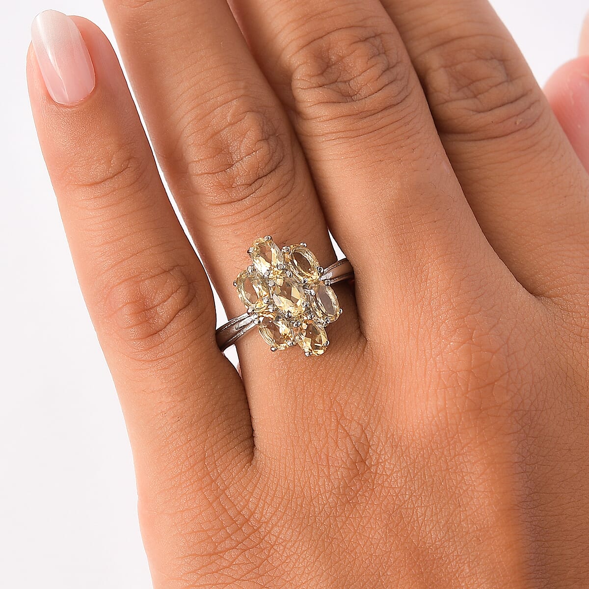 EverTrue Brazilian Citrine 3.35 ctw Ring in Stainless Steel (Size 6.0)  image number 2