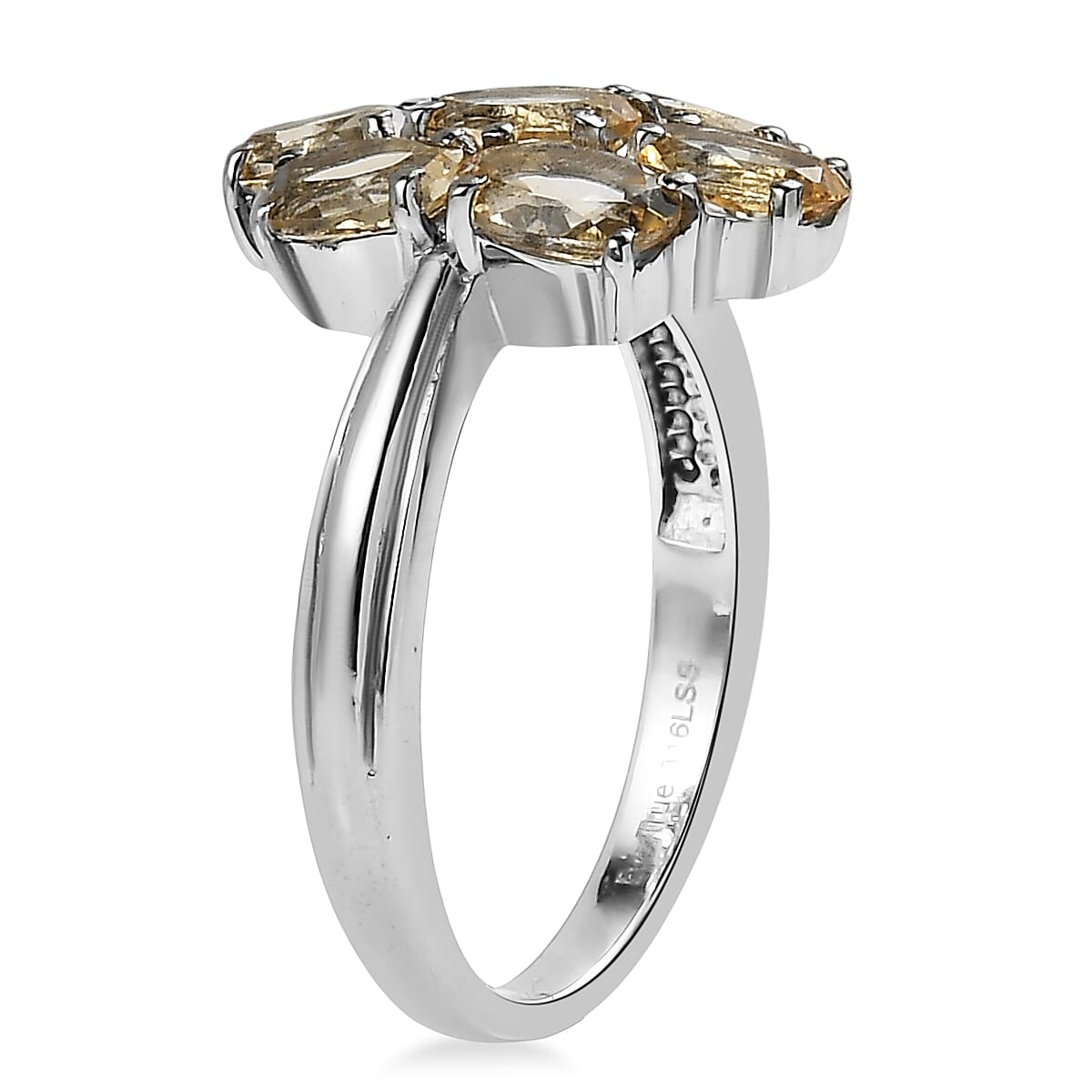 EverTrue Brazilian Citrine 3.35 ctw Ring in Stainless Steel (Size 7.0) 