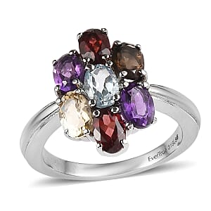 EverTrue Multi Gemstone 3.60 ctw Ring in Stainless Steel (Size 7.0)