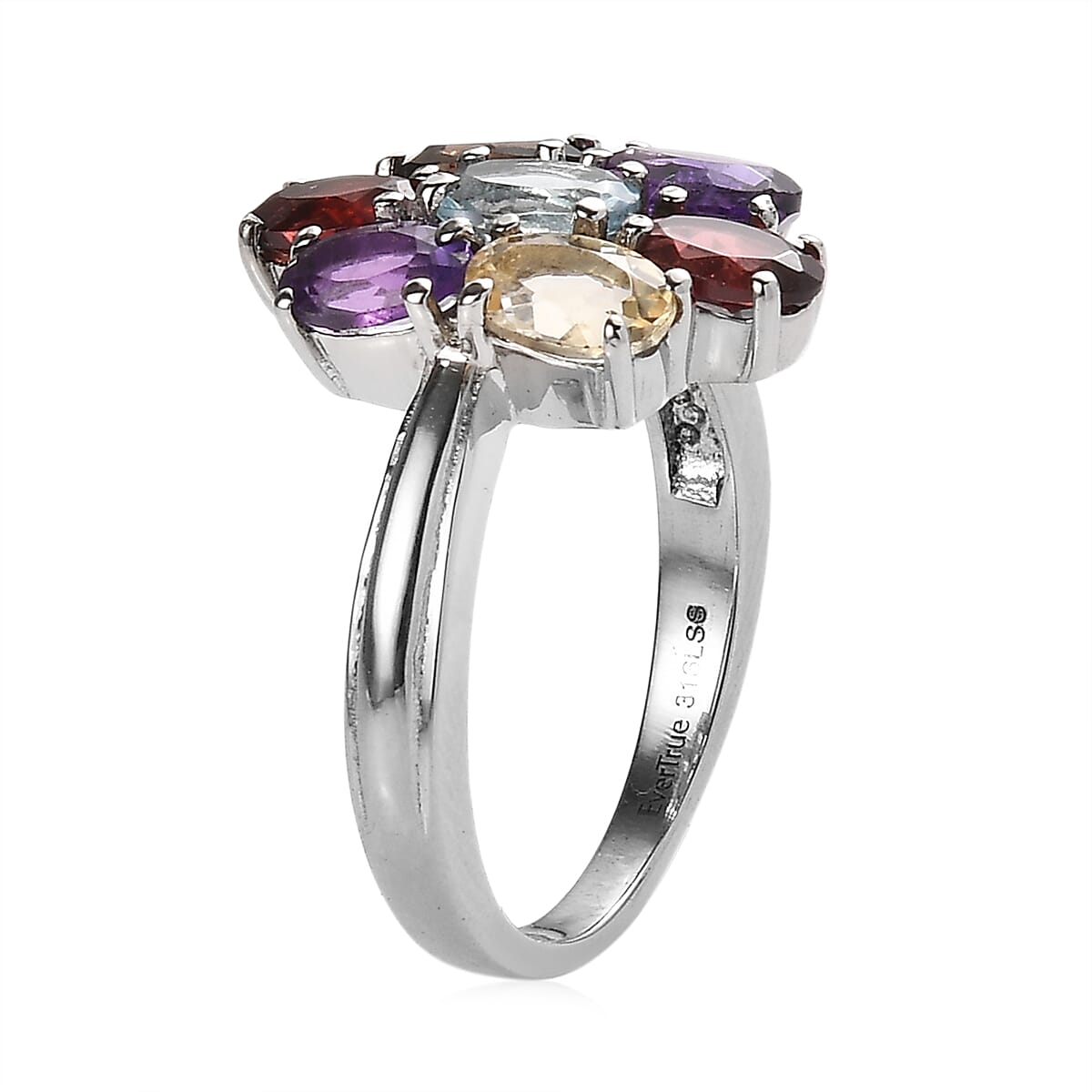 EverTrue Multi Gemstone 3.60 ctw Ring in Stainless Steel (Size 7.0) image number 3