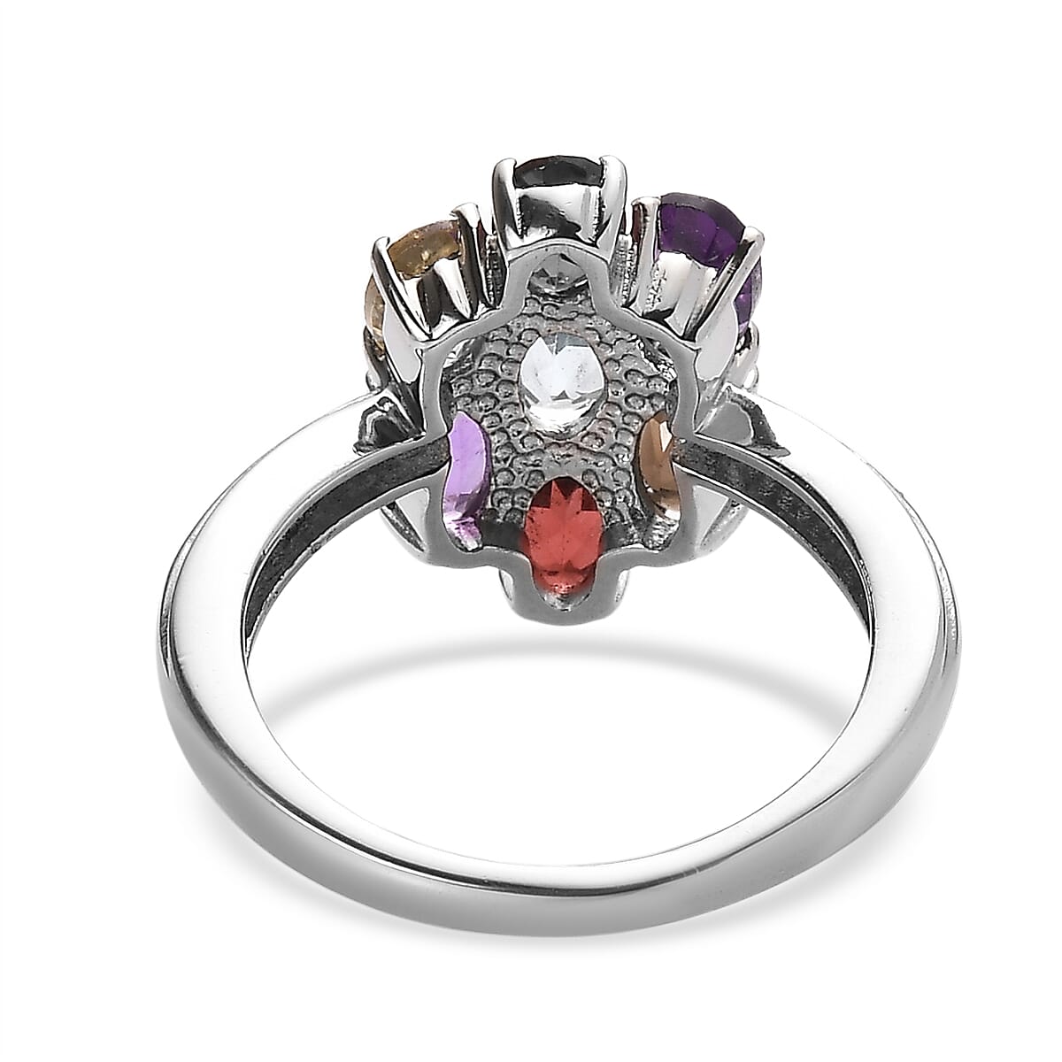 EverTrue Multi Gemstone 3.60 ctw Ring in Stainless Steel (Size 7.0) image number 4