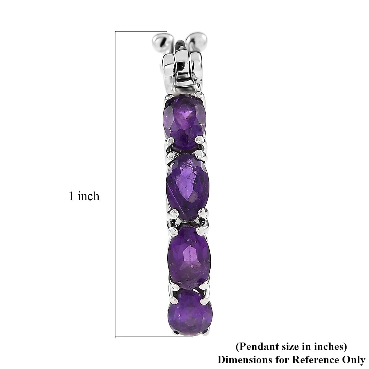 EverTrue African Amethyst 3.50 ctw Hoop Earrings in Stainless Steel 