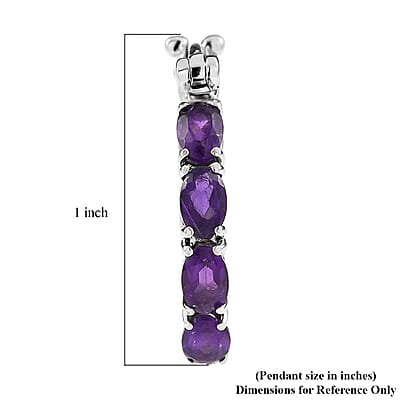EverTrue African Amethyst 3.50 ctw Hoop Earrings in Stainless Steel 