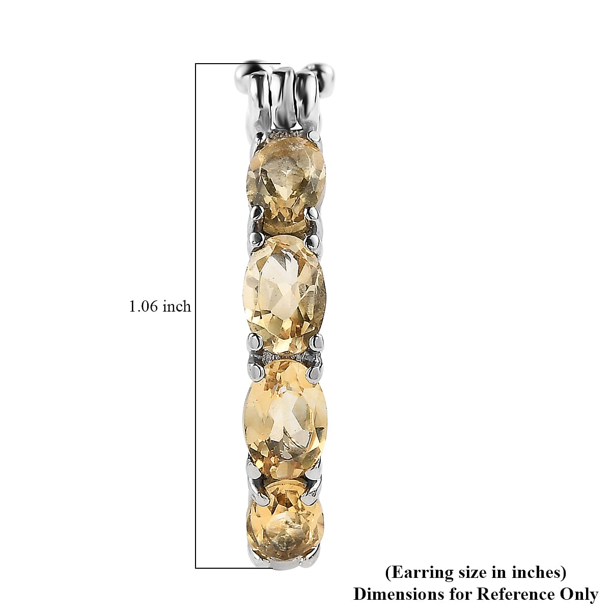 EverTrue Brazilian Citrine 3.65 ctw Hoop Earrings in Stainless Steel image number 4