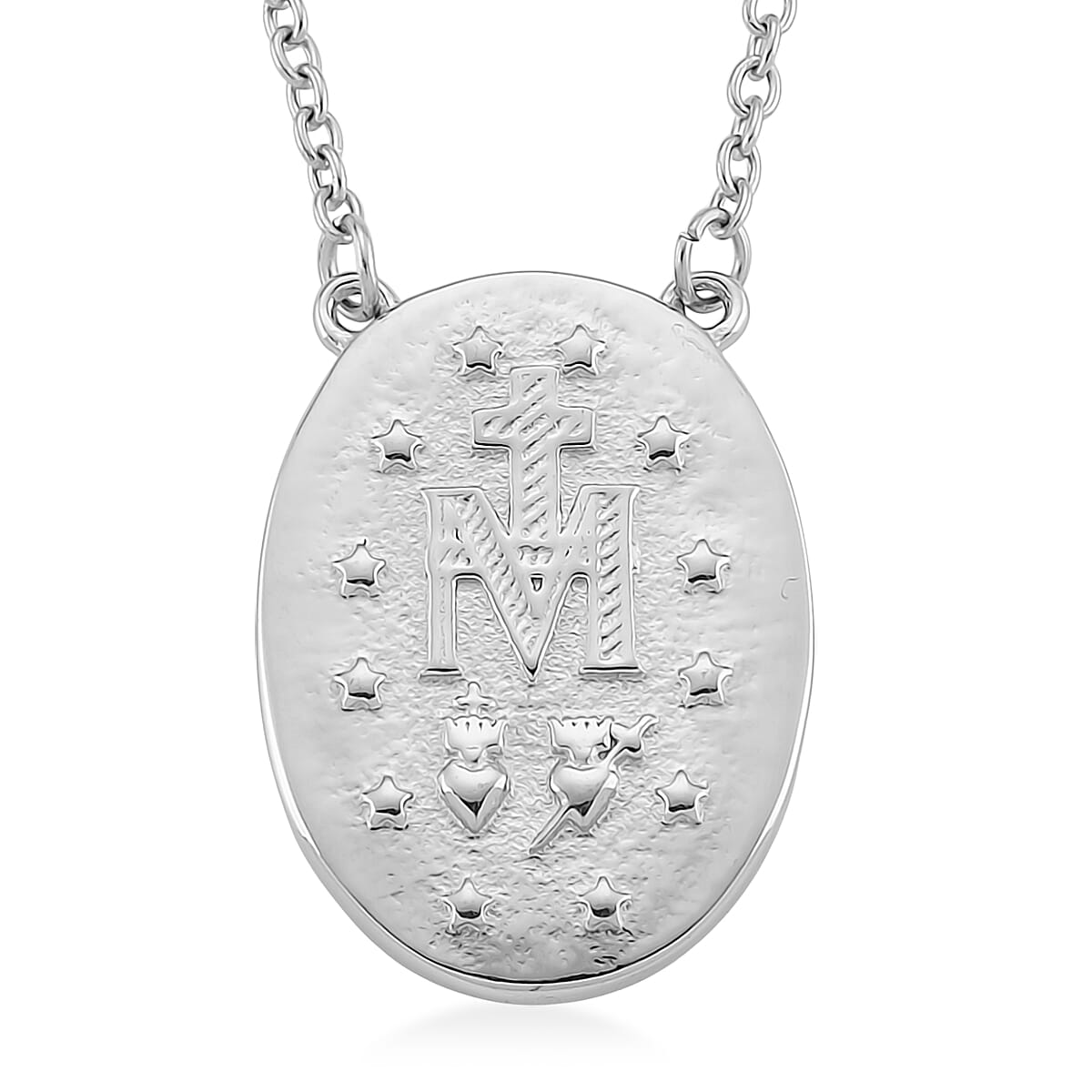 Miraculous Medal Necklace in Stainless Steel 20-22 Inches image number 3