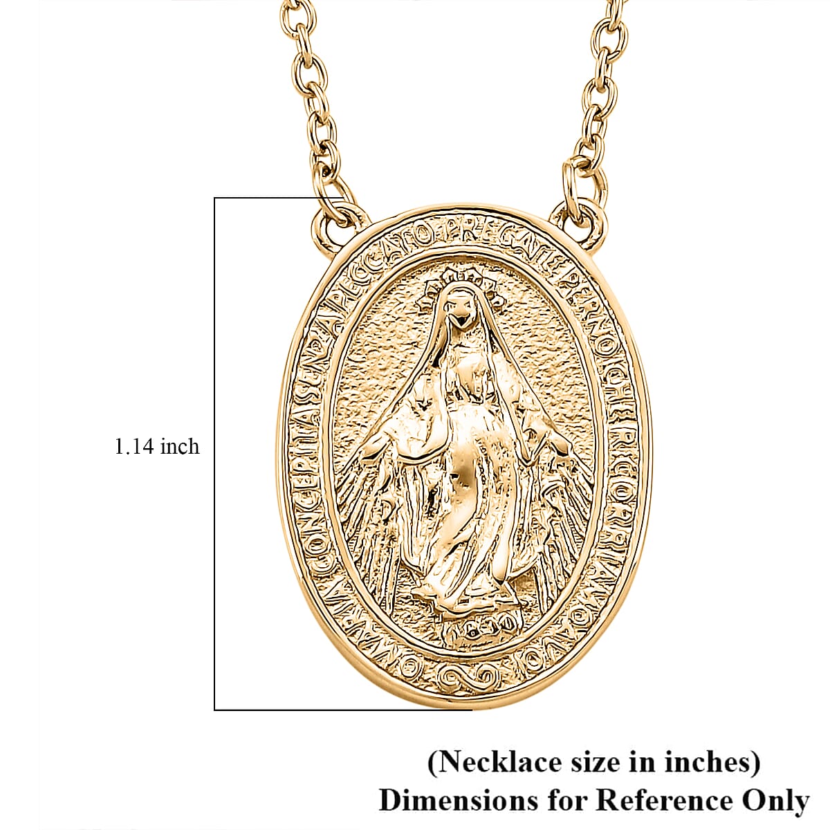 Miraculous Medal Necklace in ION Plated YG Stainless Steel 20-22 Inches image number 5