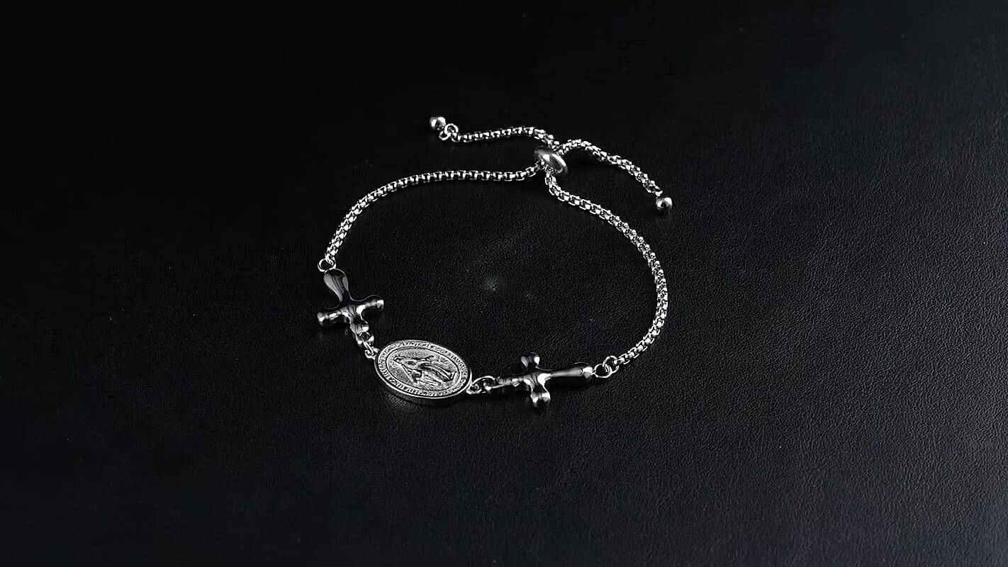 Miraculous Medal Bracelet in Stainless Steel (6-9In)