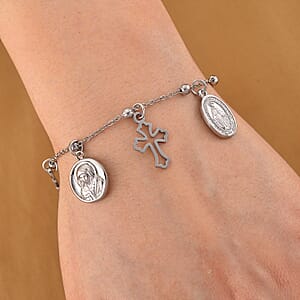 Multiple Devotional Charm Bracelet in Stainless Steel (7.5-9.5In)