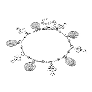 Multiple Devotional Charm Bracelet in Stainless Steel (7.5-9.5In)