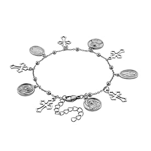 Multiple Devotional Charm Bracelet in Stainless Steel (7.5-9.5In)