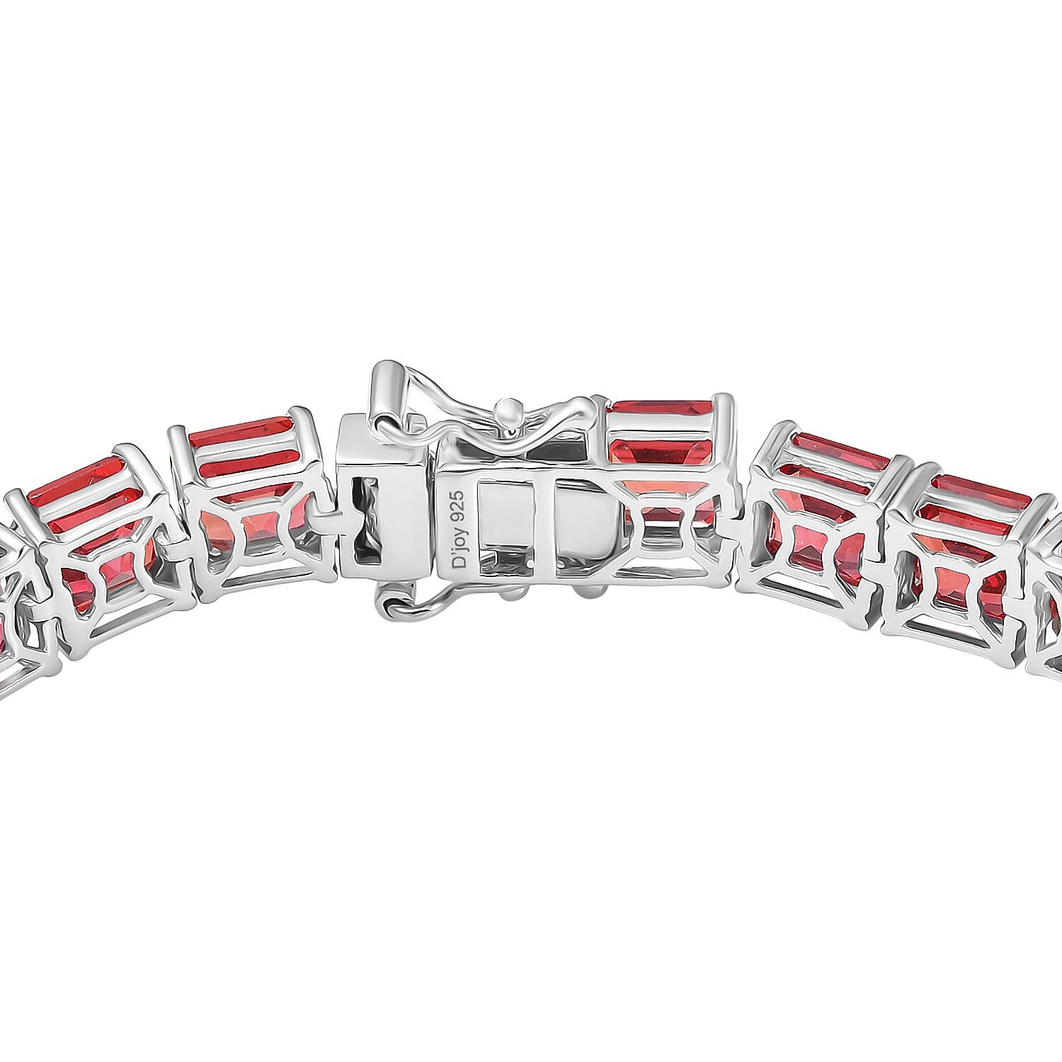 D’joy Padparadscha Sapphire 42.05 ctw Bracelet in Rhodium Over Sterling Silver (7.50 In)