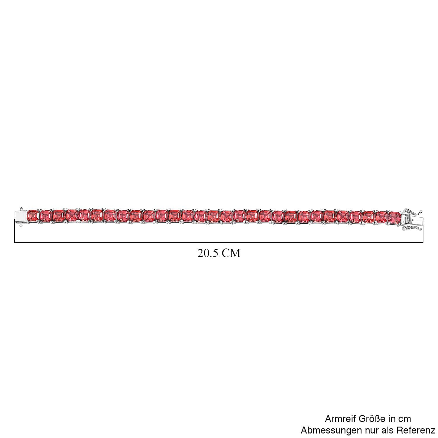 D’joy Padparadscha Sapphire 42.05 ctw Bracelet in Rhodium Over Sterling Silver (7.50 In)